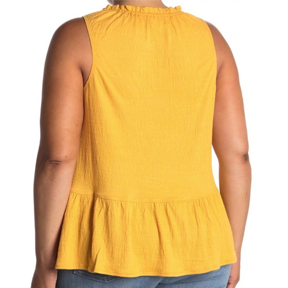 NWT MAX STUDIO Tassel Tie Split Neck Ruffle Sleeveless Tunic - Picture 3 of 9